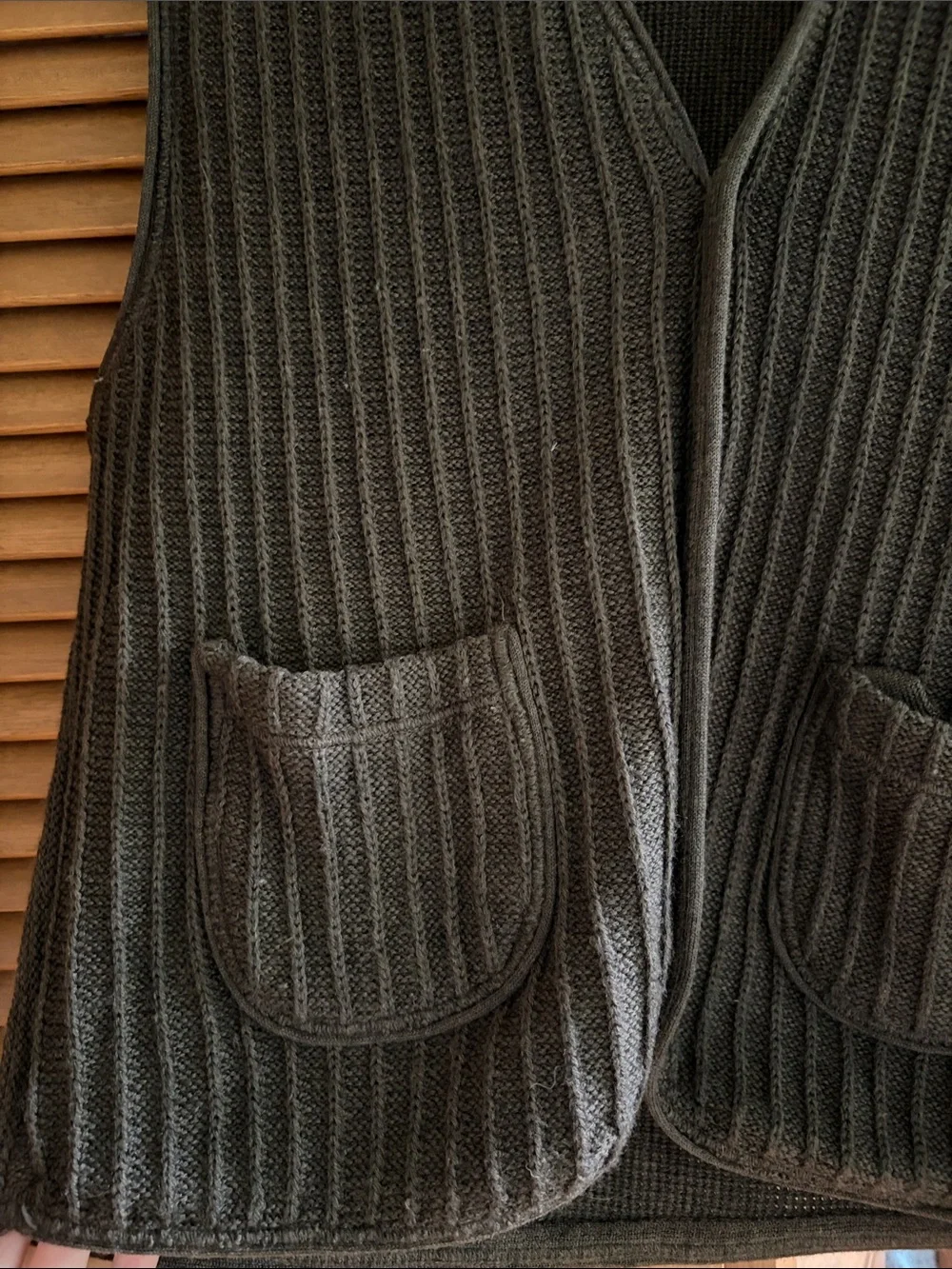 Barneys New York Dark Brown Ribbed Button Cardigan Vest